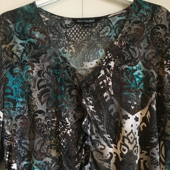 Vintage Canadian Conrad C Paisley Damask Ruffled Top - Picture 3 of 16